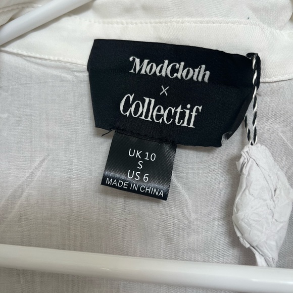 Modcloth White Blouse with Blue Floral Accent - Picture 6 of 6